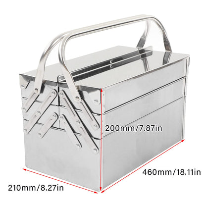 Portable Cantilever Tool Box Crafted from Stainless Steel with 5 Tray Cantilever for Home and Auto Repair Folding Metal Toolbox. (460)