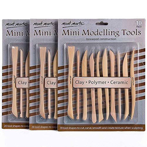 Mont Marte Polymer Clay Tools Pottery Tools Clay Sculpting Tools for Sculpting 10 pces, 3 Pack - WoodArtSupply