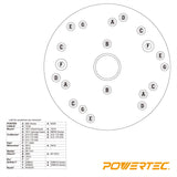 POWERTEC 71022 dia 6-1/2" Clear Acrylic Router Sub Base Plate w/Centering Pin, Screws and Multiple Holes, Fits Porter Cable, Bosch, Craftsman, POWERTEC