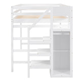 Harper & Bright Designs Full Size White Loft Bed with Stairs and Storage Wardrobe for Kids, Teens, and Adults Harper & Bright Designs