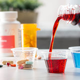 [100 Count - 1 oz.] Plastic Disposable Medicine Measuring Cup for Liquid Medicine, Epoxy, & Pills Comfy Package