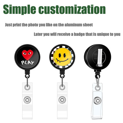 30 Pcs sublimation badge reels Blank，diy badge reel kit sublimation id badge blanks retractable badge reel，badge holder retractable clip for Office - WoodArtSupply