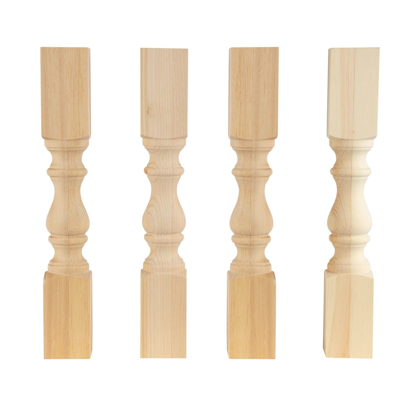 CAROLINA LEG CO. Chunky Monastery Farmhouse End Table Legs - Unfinished - DIY Furniture - Turned Legs - Set of 4 - Dimensions: 3.5" x 23" - WoodArtSupply