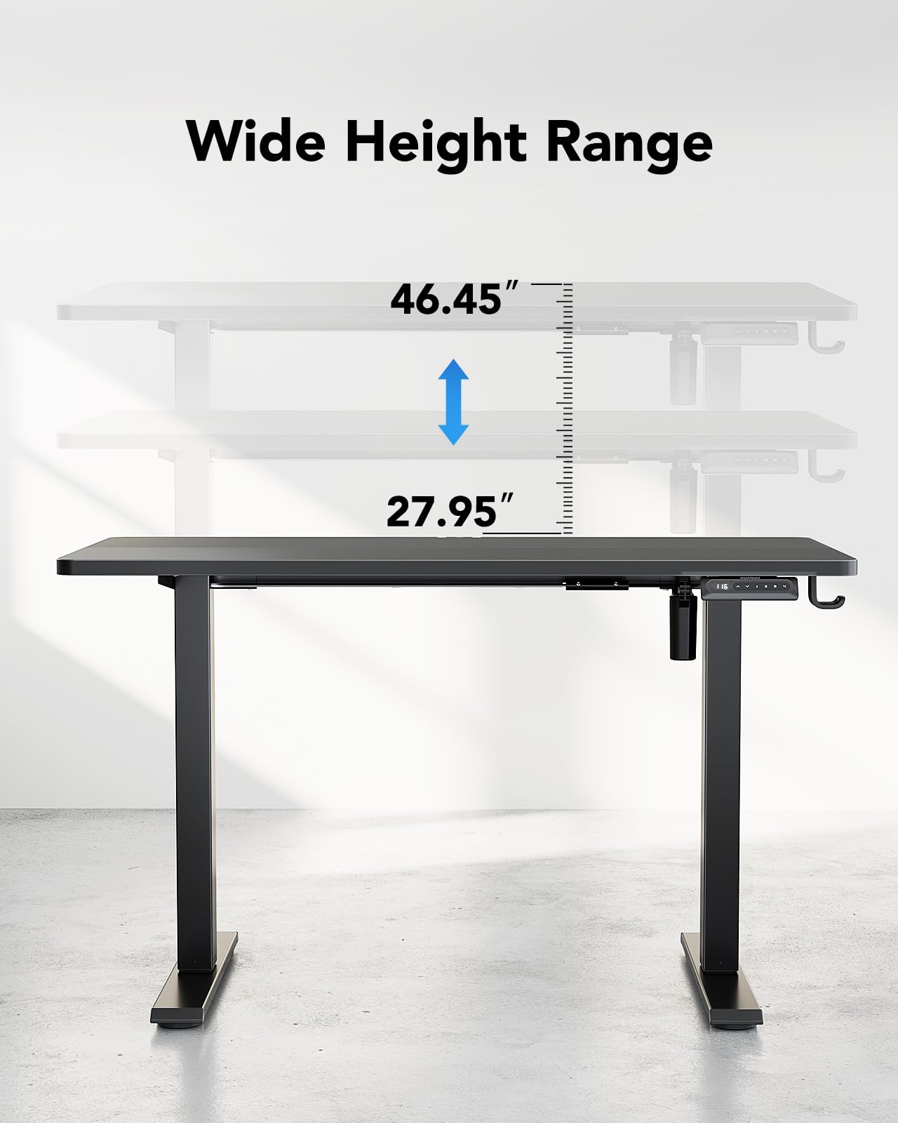 HUANUO Electric Standing Desk Adjustable Height, 55" x 24" Sit Stand Home Office Desk, 4 Memory Height Setting, Computer Workstation, Black - WoodArtSupply