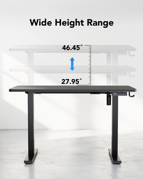 HUANUO Electric Standing Desk Adjustable Height, 55" x 24" Sit Stand Home Office Desk, 4 Memory Height Setting, Computer Workstation, Black HUANUO
