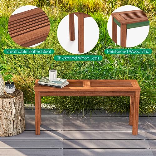 Tangkula Solid Wood Loveseat Bench for Indoor and Outdoor Relaxation, 39.5" Slatted Seat for Two Tangkula