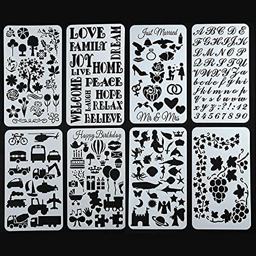 Mosaiz Stencils, 20 Pcs Drawing Stencils with Letter Stencils, Number, Themes for Christmas, Halloween, Birthday, Wedding, Bullet Journal Stencils - WoodArtSupply