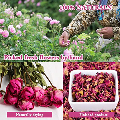 SACATR Dried Flowers, 50 Bags 100% Natural Dried Herbs Kit for Soap Making, Candle, Resin Jewelry Making, Bath, Nail - Include Rose Petals, Rosebuds, - WoodArtSupply