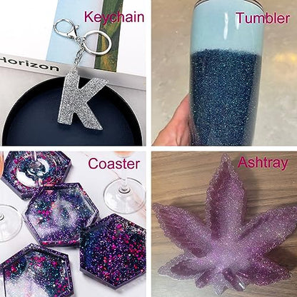 Holographic Fine Glitter for Epoxy Resin DIY Craft,ANGXILIN High Capacity 260g Shaker Bottle Fine Glitter for Nail Art Face Body Make Up,Tumblers - WoodArtSupply