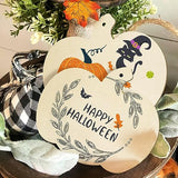Large Size 7inch Wooden Halloween Thanksgiving Ornaments to Paint, DIY Blank Unfinished Pumpkin Wood Discs Ornament for Crafts Hanging Autumn Sophena