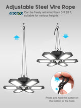 SEOBIOG 2 Pack Plug in Garage Light, Upgraded 200W 20000LM Linkable LED Shop Light, 6500K Ceiling Lights w/ 6 Deformable Panels for Garage, SEOBIOG