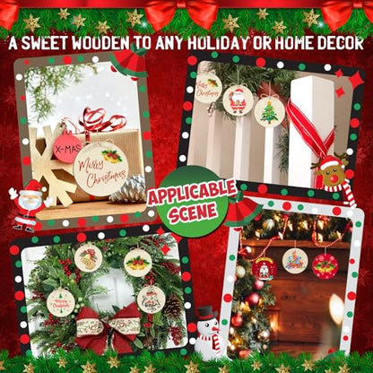 Wooden Christmas Tree Ornaments to Paint Christmas Thanksgiving Decoration Cutouts Unfinished 24PCS 3.5 x 3.5 inches, DIY Blank Unfinished Christmas