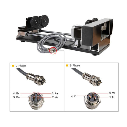 Cloudray Co2 Laser Rotary Attachment Rotary Axis 2 Axis CNC Laser Rotary Attachment with Nema 23 2-Phase Stepper Motor(Roller-4 Pin)