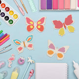 GOMAKERER 48 Pcs Wooden Butterfly Cutouts, 4 Styles Natural Unfinished Butterfly Slices Blank Butterfly Shaped Wood Cutouts Wooden Butterfly GOMAKERER