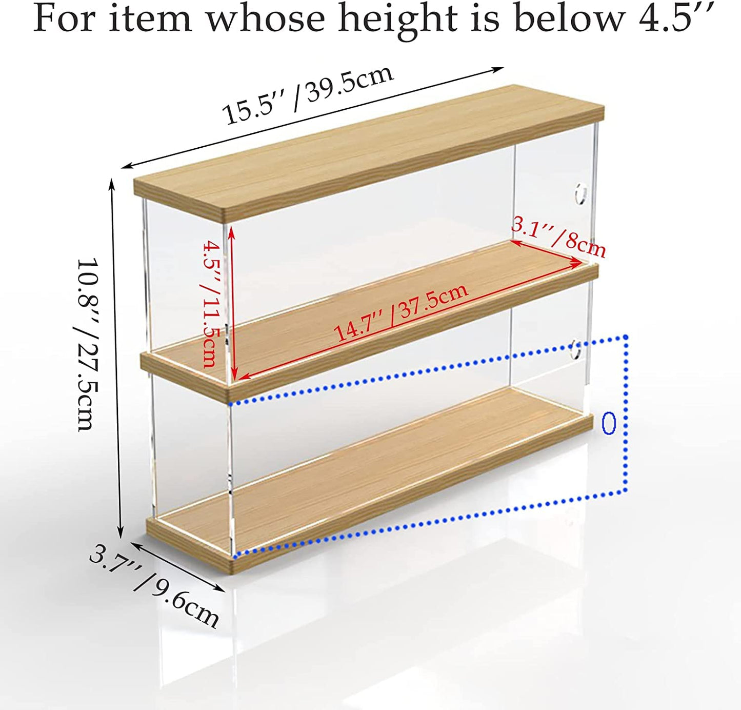 Clear Acrylic Display Shelf Case for Mini Funko Pop, Wooden Display Stand Riser 2 Layer Storage Rack for Decoration Action Figures Collectibles Toys,