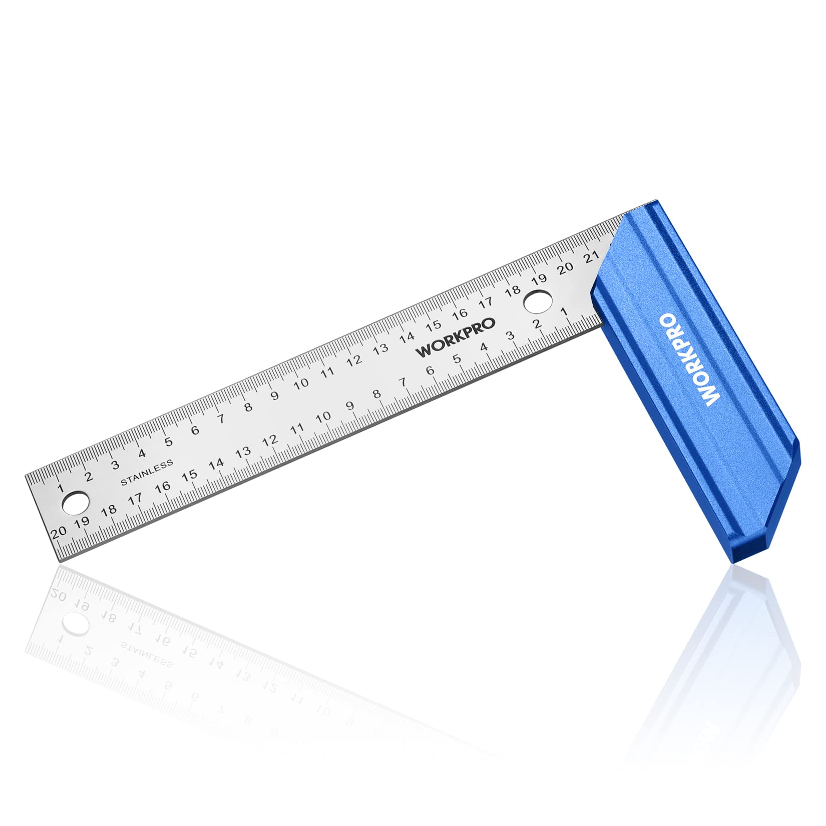 WORKPRO 8 Inch Try Square with Aluminum Handle - Woodworking Square Precision for Professional Carpentry Use & Premium Stainless Steel Ruler - WoodArtSupply