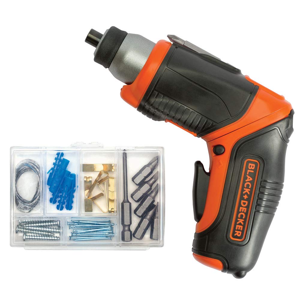 BLACK+DECKER 4V MAX* Cordless Screwdriver with Picture-Hanging Kit (BDCS40BI) - WoodArtSupply