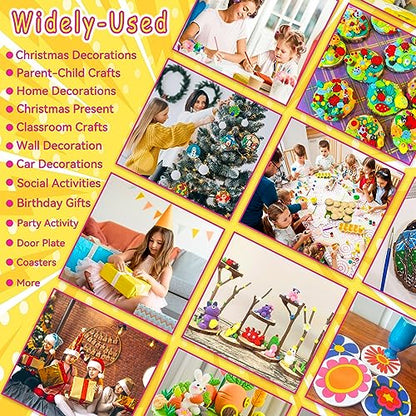 Wakestar Unfinishied Wood Slices for Arts and Crafts-Glow in The Dark Wooden Painting Kit for Kids Girls Age 5-12 Years Old-Air Dry Clay Crafts Toys
