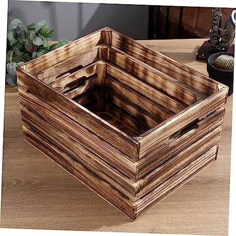 Garneck 1pc Wooden Storage Box Display Basket Storage Bins Bamboo Storage Cabinet Wooden Barrel Planter Unfinished Crates for Craft Wooden Key Garneck