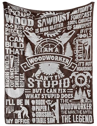 Woodworking Gifts Blanket for Woodworker, Man, Women - 50" x 65" Throw, Flannel Blanket - Birthday Gifts for Wood Lovers - Stupid - WoodArtSupply