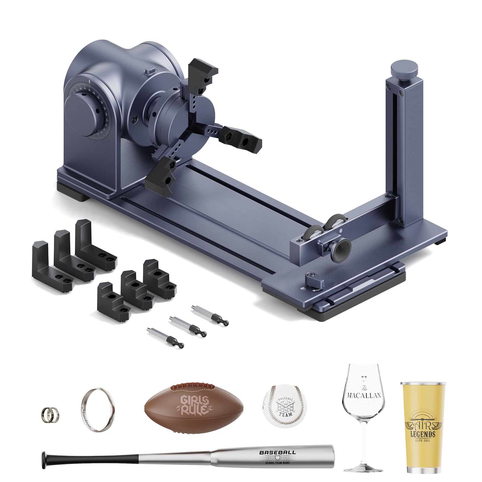 LaserPecker Rotary Extension for LP4, LX1/LX1 Max - Jaw Chuck Rotary for Engraving Cone, Cylinder, Sphere, Wine Glass, Ring etc. - WoodArtSupply