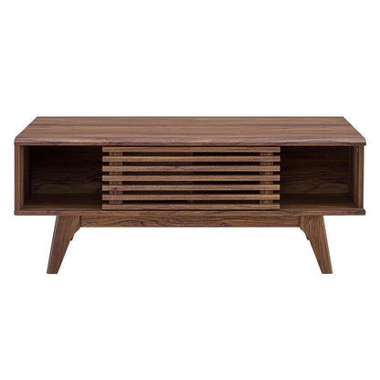 Modway Render Mid-Century Modern Coffee Table in Walnut, 43 in x 21.5 in x 17