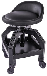 JEGS Heavy-Duty Swivel Shop Stool | 330 lb. Capacity | Steel Frame | Black Powder Coat Finish | 22 in. to 27.50 in. Height Adjustment | 16 in. JEGS