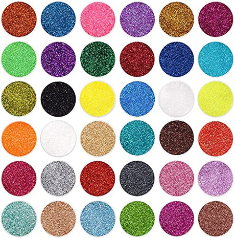 36 Colors Glitter Set, Fine Glitter for Resin, Arts and Craft Supplies Glitter, Cosmetic Glitter for Body Nail Face Hair Eyeshadow Lip Gloss Makeup, LICOOL GLITTER