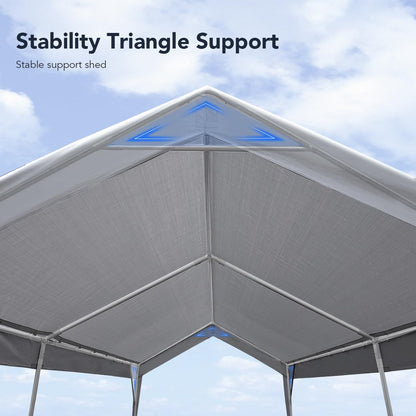 ADVANCE OUTDOOR Adjustable 10x20 ft Heavy Duty Carports Car Canopy Garage Boat Shelter Party Tent, Adjustable Height from 9.5 ft to 11 ft, Gray