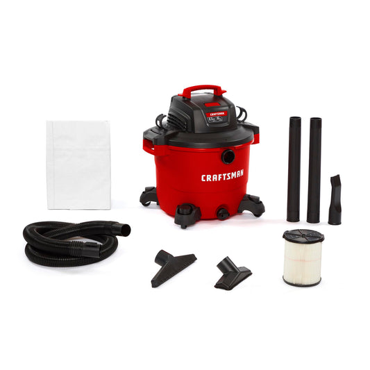 CRAFTSMAN CMXEVBE17595 16 Gallon 6.5 Peak HP Wet/Dry Vac, Heavy-Duty Shop Vacuum with Attachments - WoodArtSupply