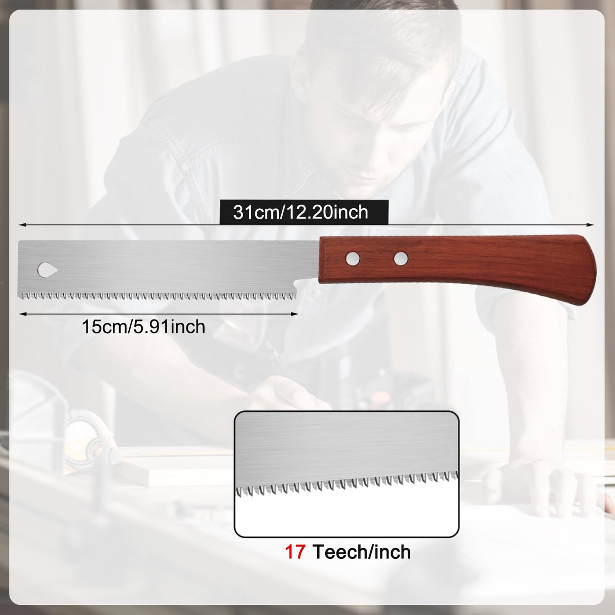 WBJKZJD Mini Hand Saw, 6 Inch Flush Cut Saw 17 TPI Trim Saw for Woodworking Tools Small Projects WBJKZJD