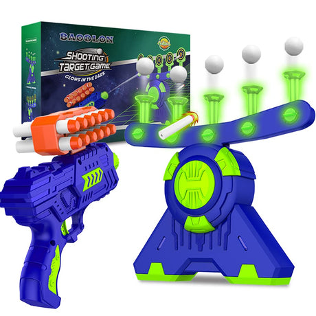 BAODLON Shooting Games Toy for Age 5, 6, 7, 8, 9, 10+ Years Old Kids, Boys - Glow in The Dark Floating Ball Target with Foam Dart Toy Gun, 10 Balls/5 BAODLON