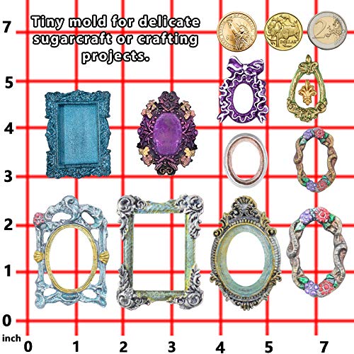 FUNSHOWCASE Vintage Frame Silicone Molds 6 Bundle Set 12-Cavity, for Sugar Paste, Chocolate, Fondant, Resin, Polymer Clay, Gumpaste, Wax FUNSHOWCASE