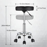 HMTOT Swivel Stool with Wheels Round Rolling Stools PU Leather Height Adjustable Black HMTOT
