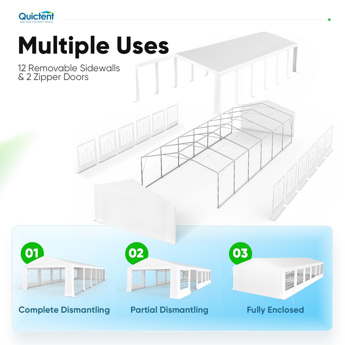 Quictent 20x40 Party Tent Heavy Duty Upgraded Galvanized Gazebo Wedding Canopy Big Tents Carport Event Shelter with Carry Bags Quictent