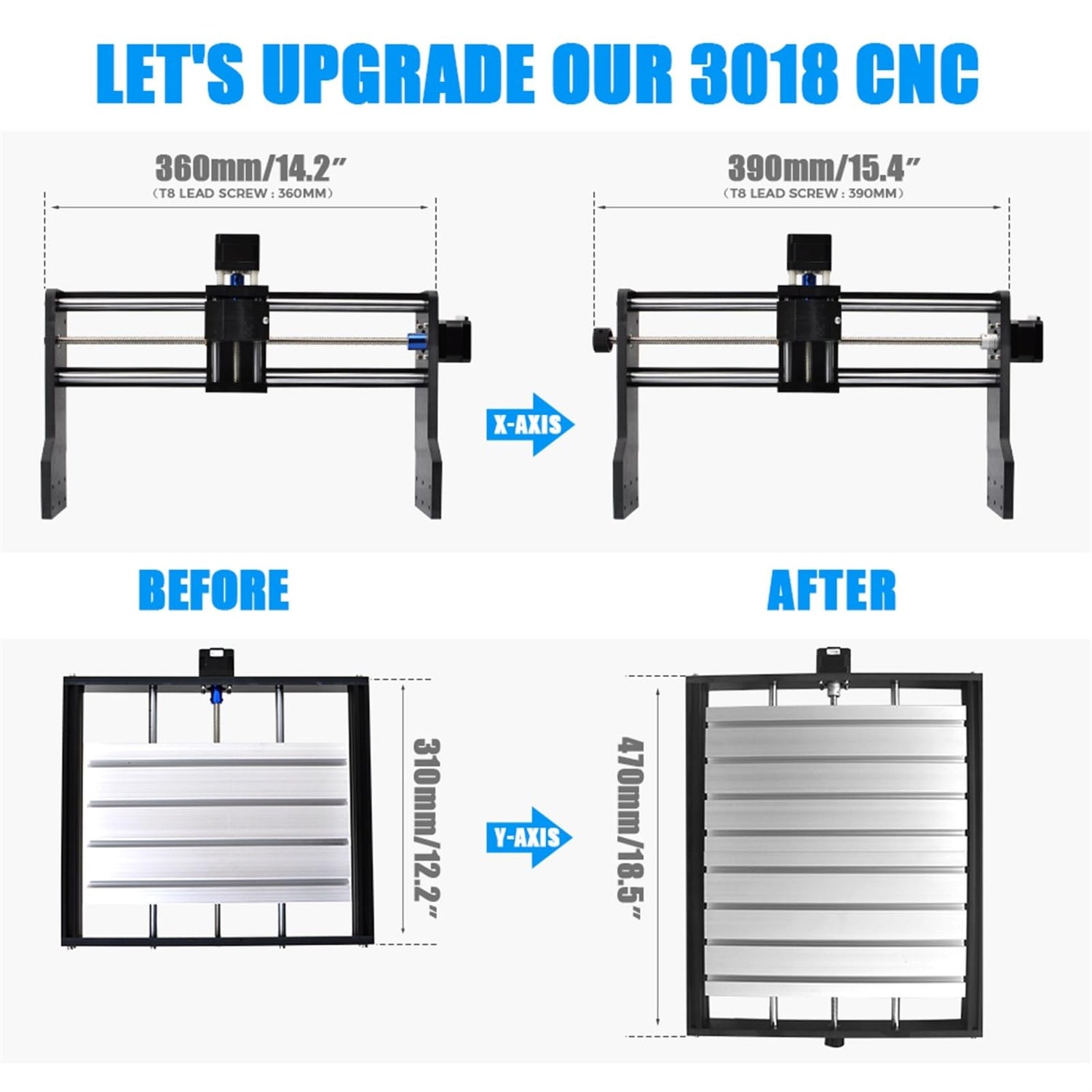 CNC 3018 Pro Upgrade Extension Kit For 3018 To 3040 Compatible For 3018 Pro CNC Engraving Milling Machine Generic