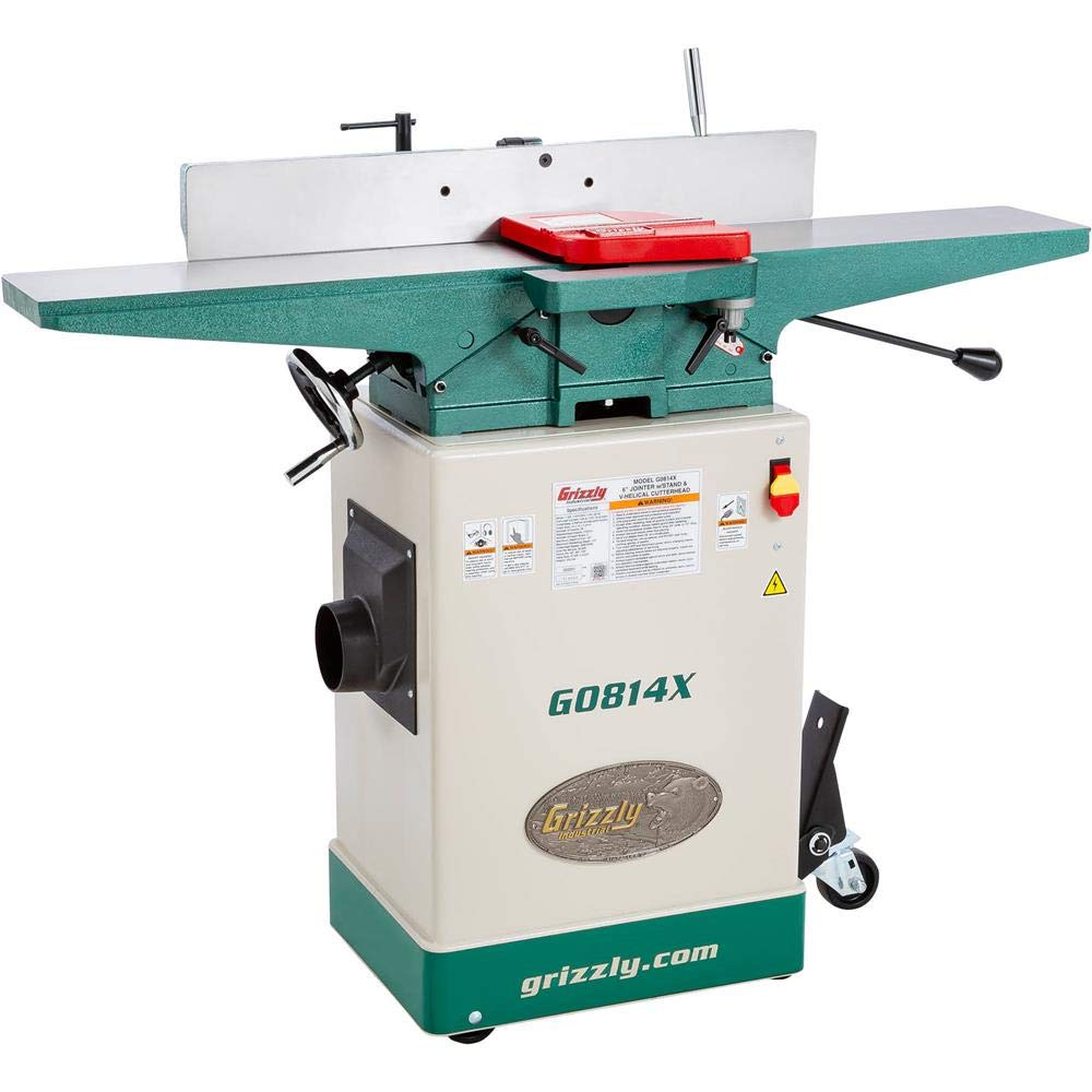 Grizzly Industrial G0814X - 6" Jointer W/Stand & V-Helical Cutterhead - WoodArtSupply