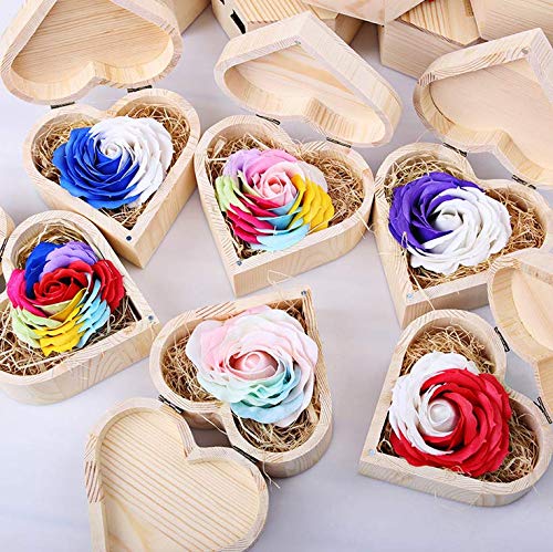 MIAO YUAN 2PCS Unfinished Heart Shape Unpainted DIY Storage Box Wood Craft Box Organizer for Jewelry Box Gift Box Artist Tool - WoodArtSupply