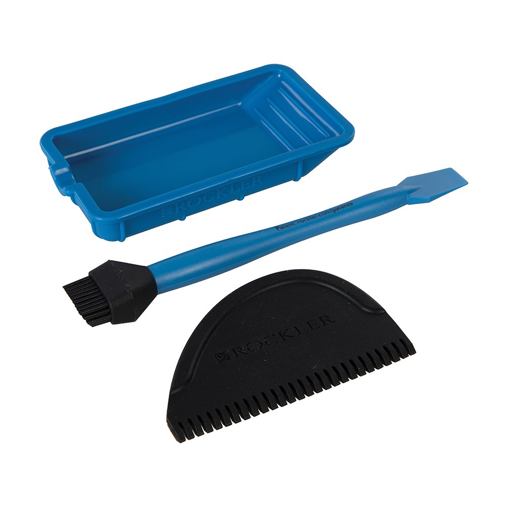 Rockler Silicone Glue Applicator Kit - 3 Piece Glue Brush, Tray & Spreader Set For Woodworking