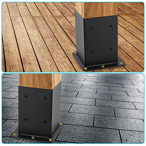 AXWHYS 4x4 Post Base 4 Pcs, (Inner Size 3.6x3.6) Post Anchors, 13GA Thick Solid Steel & Black Powder Coated,Deck Post Brackets Support Deck Base AXWHYS