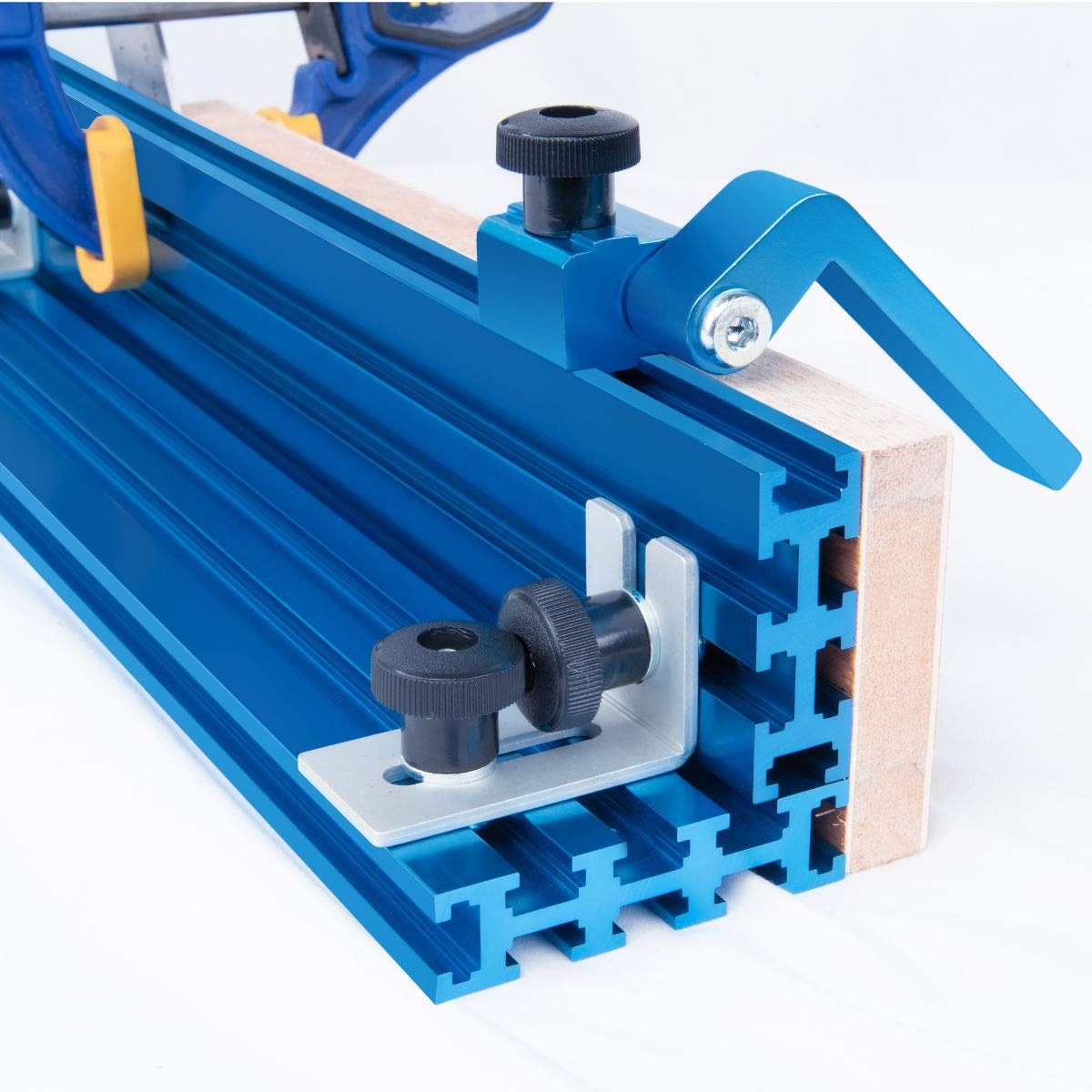 POWERTEC 71367 3-Inch Fence Flip Stop for Woodworking, Blue POWERTEC