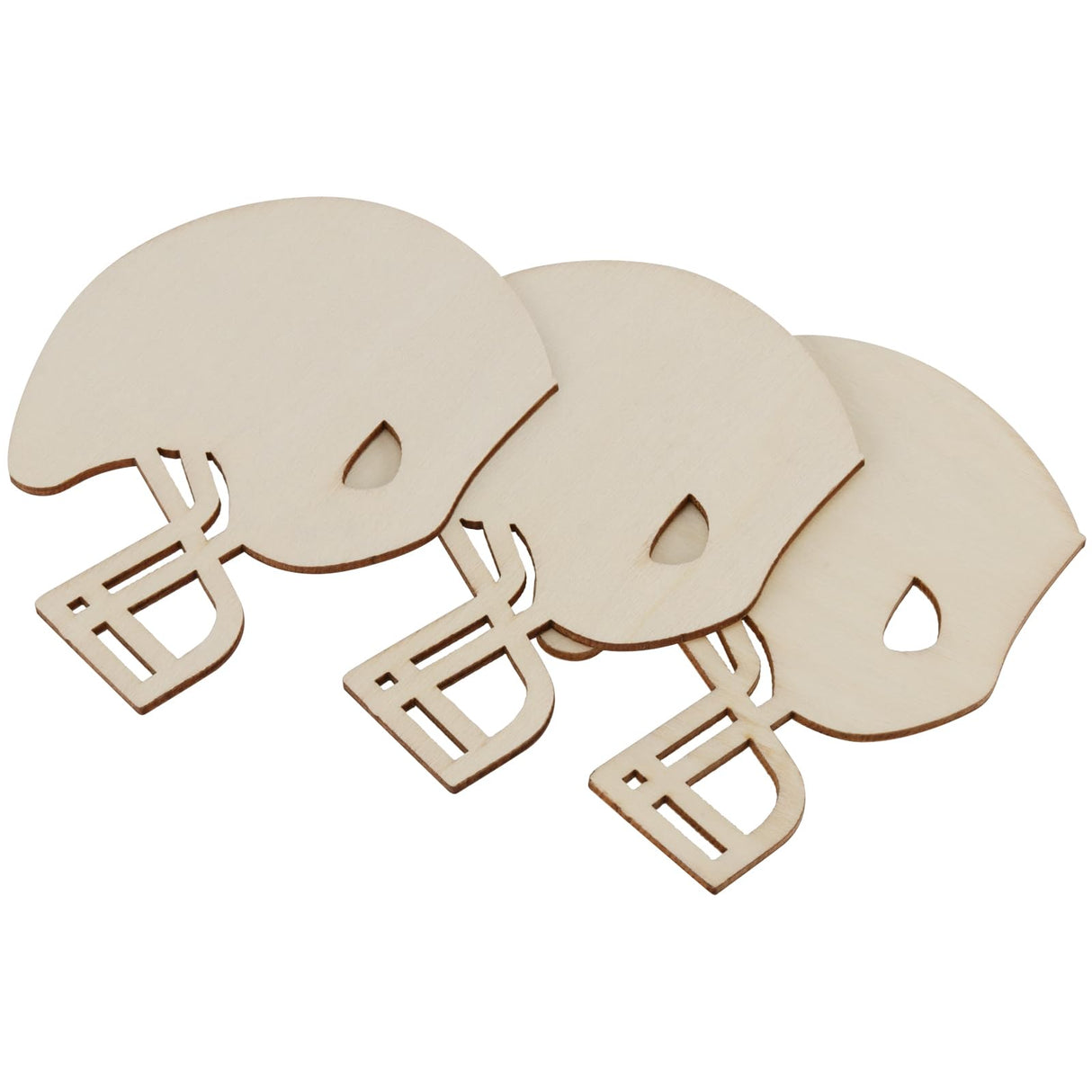 HAKZEON 60 PCS Wood Cutouts Football Helmets, Unfinished Wood Football Helmet, Blank Football Helmet Craft Wood Unfinished Wooden Football Ornaments HAKZEON