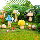 Woohome 26 PCS Wooden Mushroom Various Sizes Natural Unfinished Mushrooms Wooden Peg Figures, Natural Unpainted Wood Figures Decorative for Arts and Woohome