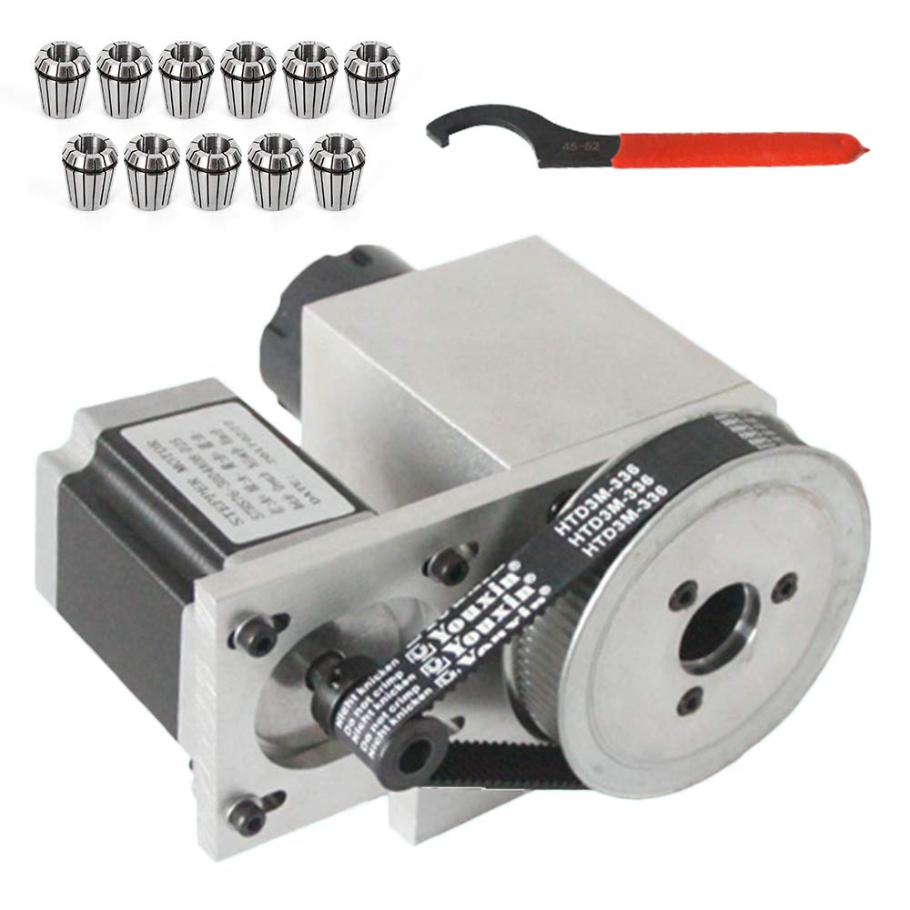 4 Axis CNC Router Stepper Motor with 11pcs ER32 Spring Collet Set 4.2V Stepper Motor ER32 CNC Engraving Machine Router Axis Hollow Shaft for CNC