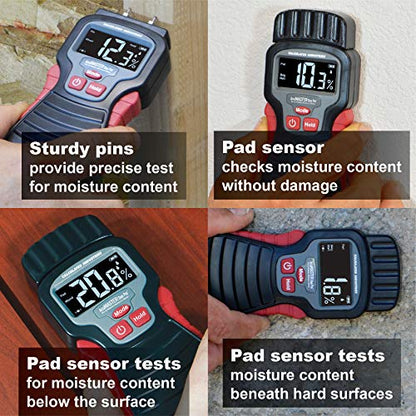 Calculated Industries 7445 AccuMASTER Duo Pro Pin & Pinless Moisture Meter Detects Hidden Leaks and Moisture | Combo Non-invasive Pad + Pin Sensors | - WoodArtSupply