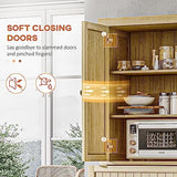 HOMCOM 72" Pinewood Large Kitchen Pantry Storage Cabinet, Freestanding Cabinet with Doors and Shelf Adjustability, Soft-Close Mechanism, Living Room HOMCOM