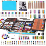 KINSPORY Art Supplies Case, 139 Pack Arts Crafts, Painting, Coloring, Drawing & Art Set with Sketch Pad, Deluxe Portable Double Layers Aluminum KINSPORY