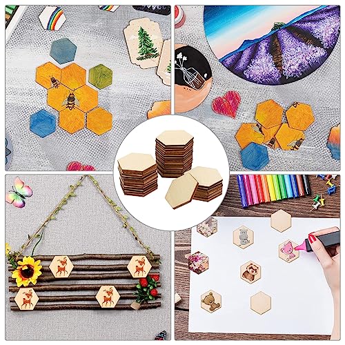 Decoraciones para Salas De Casa Hexagon 50Pcs Wooden Hexagon Pieces Unfinished Hexagon Cutout Christmas DIY Craft Supplies Decorations Ornaments 60MM - WoodArtSupply