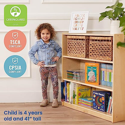 ECR4Kids Classic Bookcase, 36in, Adjustable Bookshelf, Natural - WoodArtSupply