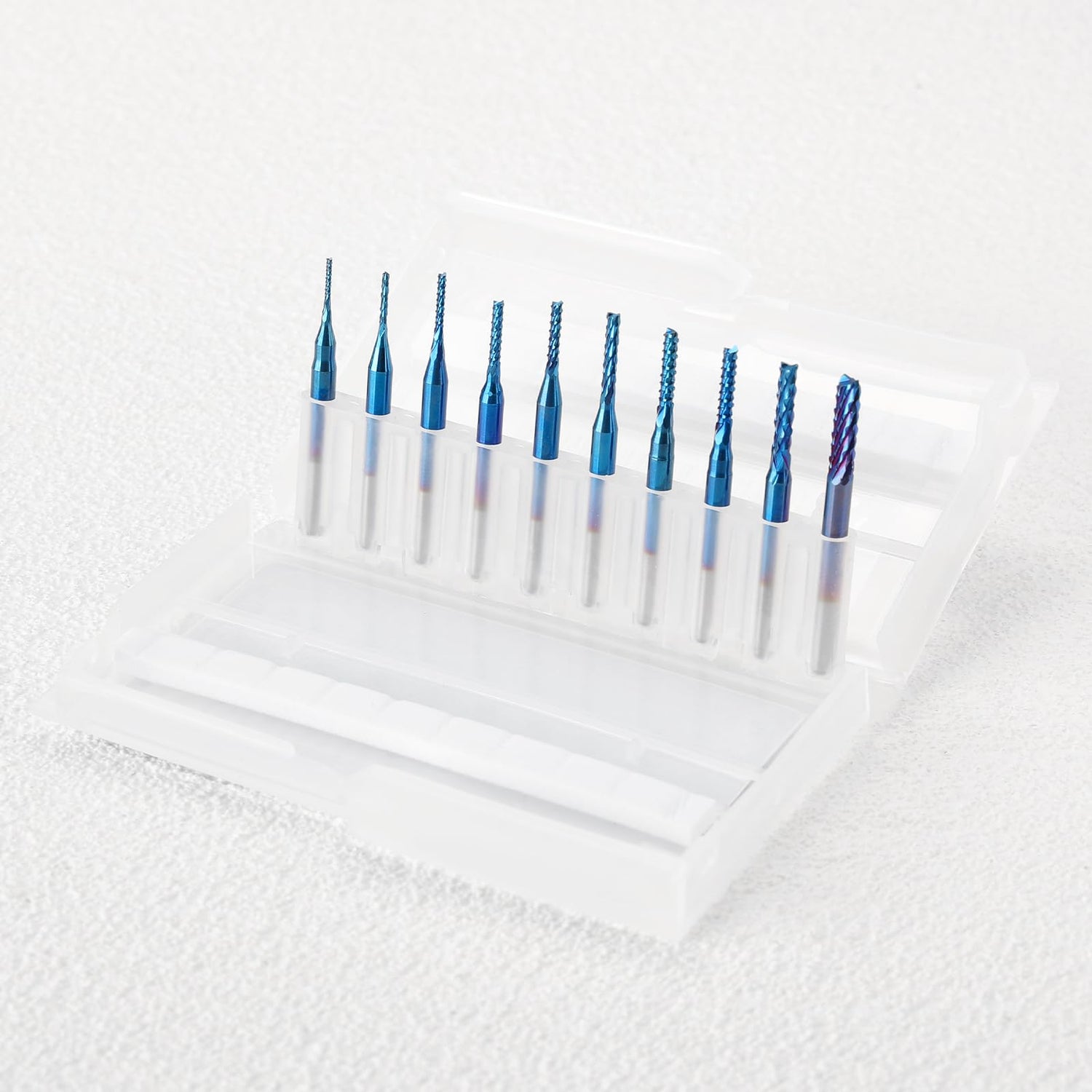 SainSmart Genmitsu 10Pcs Nano Blue Coat End Mill CNC Router Bits, 0.8-3mm, 1/8" Shank SainSmart